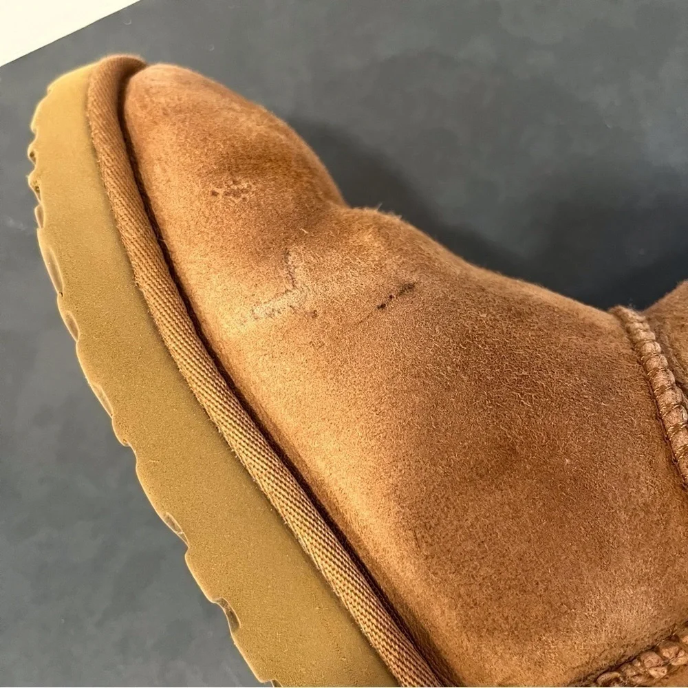 UGG Y4 W6 chestnut suede classic tall wool lined boots